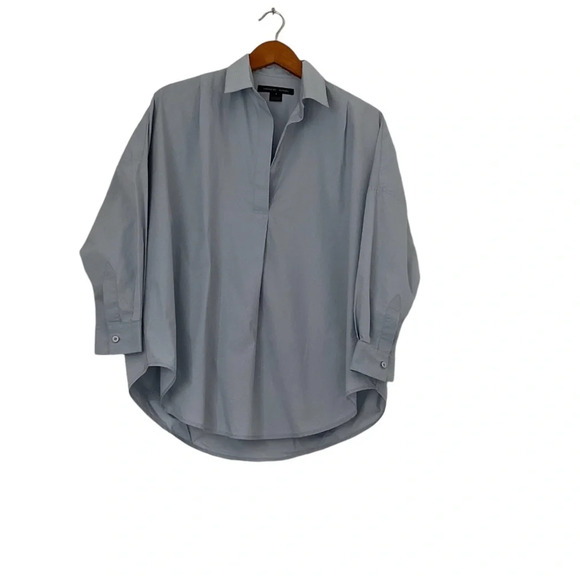 French Connection Tops - French Connection Womens Rhodes Shirt Blue Oversized Popover Blouse Slouchy S